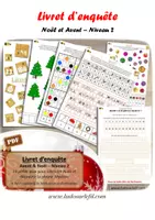 Aperçu - Feuilles d'exercices - Livret d'enquête - Noël et Avent - Niveau 2 - Page de couverture