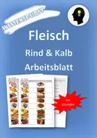 Vorschau - Arbeitsblätter - Fleisch Rind und Kalb Arbeitsblatt - Deckblatt