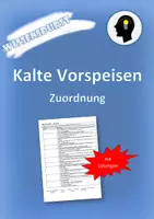 Vorschau - Arbeitsblätter - Kalte Vorspeisen Zuordnung 2 Merkmale Arbeitsblatt - Deckblatt