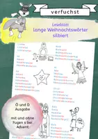 Vorschau - Arbeitsblätter - lange Weihnachtswörter silbiert - Ö und D Version für "Advent" - Deckblatt