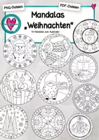 Vorschau - Mal- und Bastelvorlagen - 10 Mandalas Weihnachten / Winter - Deckblatt