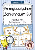 Vorschau - Unterrichtsreihen - Analogieaufgaben bis 20 – Puzzle Mathe Grundschule (Addition & Subtraktion Klasse 1/2) - Deckblatt
