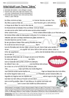 Vorschau - Arbeitsblätter - Arbeitsblatt "Zähne" + Onlineübung & MP3 + Mindmap + Infografik - Deckblatt