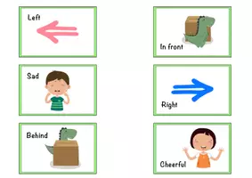 Vista previa - Hojas de trabajo - Learn Opposites: Opposites For Kids (interesting cards + worksheets) / Learn Opposites: Opposites For Kids (tarjetas interesantes + hojas de trabajo) - página 1