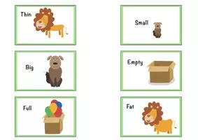 Vista previa - Hojas de trabajo - Learn Opposites: Opposites For Kids (interesting cards + worksheets) / Learn Opposites: Opposites For Kids (tarjetas interesantes + hojas de trabajo) - página 2
