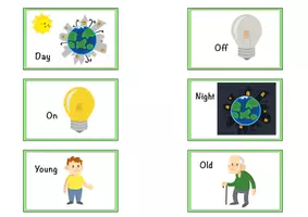 Vista previa - Hojas de trabajo - Learn Opposites: Opposites For Kids (interesting cards + worksheets) / Learn Opposites: Opposites For Kids (tarjetas interesantes + hojas de trabajo) - página 3