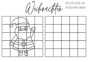 Vorschau - Mal- und Bastelvorlagen - Weihnachten kreativ - Gitterbilder nachmalen - Ausmalbilder - Seite 1