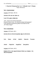 Vorschau - Klassenarbeiten - Klassenarbeit: Wortarten (Montessori), Klasse 3/4 - Seite 1