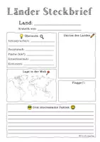 Vorschau - Arbeitsblätter - Länder Steckbrief Poster + Arbeitsblatt FrauCuppaTea - Seite 2