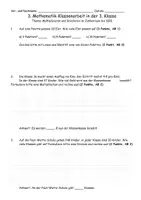 Vorschau - Klassenarbeiten - Klassenarbeit: Multiplikation + Division, ZR 1000 (Klasse 3) - Deckblatt