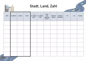 Vorschau - Arbeitsblätter - Stadt, Land, Zahl / Spielen / ZR 100 / ZR 1000 - Seite 1
