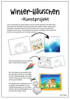 Vorschau - Mal- und Bastelvorlagen - Lustiges Winter-Häuschen / Kunstprojekt zu Weihnachten - Seite 1