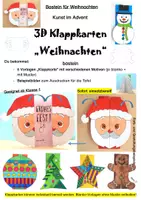 Vorschau - Mal- und Bastelvorlagen - Basteln für Weihnachten: 3D Klappkarten "Weihnachten" - Deckblatt