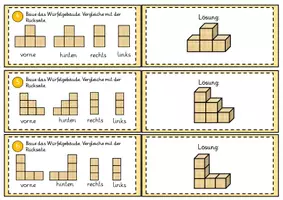 Vorschau - Aufgabenkarten - Würfelgebäude: Nach Seitenansichten bauen - Seite 3