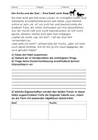 Vorschau - Arbeitsblätter - AB Fabel "Der Fuchs und der Esel" - Eigenschaften und Lehre - Deckblatt