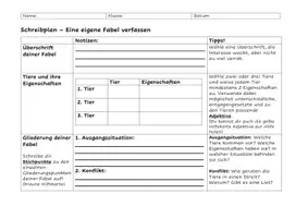 Vorschau - Arbeitsblätter - Ausführlicher Schreibplan Fabeln (inkl. Stundeneinstieg) - Deckblatt