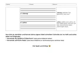 Vorschau - Arbeitsblätter - Ausführlicher Schreibplan Fabeln (inkl. Stundeneinstieg) - Seite 1