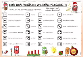 Vorschau - Arbeitsblätter - Verrückte Weihnachtsgeschichte / Lustige Würfelsätze / Weihnachten - Seite 2