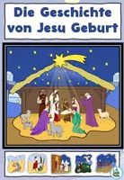 Vorschau - Präsentationen/Tafelbilder - Die Weihnachtsgeschichte - Die Geschichte von Jesu Geburt als Präsentation - Weihnachten / Advent DaZ / Deutsch / Religion - Deckblatt