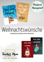 Vorschau - Mal- und Bastelvorlagen - Eulen Weihnachtswünsche - Kleine Kärtchen zum Verschenken - Deckblatt