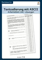 Vorschau - Arbeitsblätter - Textcodierung mit ASCII - Arbeitsblatt inkl. Lösungen - Deckblatt