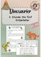 Vorschau - Arbeitsblätter - Dinosaurier- 3. Stunde: Die fünf Zeitalter (Text + Leporello) - Deckblatt