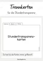 Vorschau - Bildkarten - Trennkarten - Stundentransparenz (Ordnungssystem) - Deckblatt