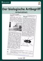 Vorschau - Arbeitsblätter - Der biologische Artbegriff - Arbeitsblatt - Deckblatt