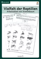 Vorschau - Arbeitsblätter - Vielfalt der Reptilien - Arbeitsblatt mit Stammbaum - Deckblatt
