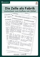 Vorschau - Arbeitsblätter - Die Zelle als Fabrik - Lückentext zum Aufbau von Zellen - Deckblatt