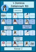 Vorschau - Spiele - Zahlenraum 100, 4 Dominos: Zahlwörter, Nachbarzahlen, Addition, Subtraktion - Deckblatt