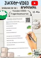 Vorschau - Arbeitsblätter - So wird billiger Zucker hergestellt - Video mit Arbeitsblatt für Sek 1 / Gesunde Ernährung Arbeitsblätter - Deckblatt