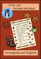 Vorschau - Bildkarten - To-do-Liste Herbstferien Englisch 🍁 | Fall Break Bucket List | Feriengrüße für Schüler:innen - Deckblatt