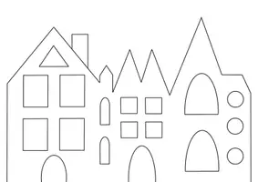 Vorschau - Mal- und Bastelvorlagen - Fensterbild Winterdorf - Weihnachtliche Fensterbilder Bastelvorlage - Seite 2