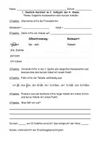 Vorschau - Test - Kurztest: Doppelte Konsonanten nach kurzen Vokalen (Klasse 4) - Deckblatt