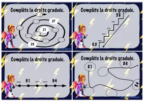 Aperçu - Cartes d'exercices - Atelier maths <100 - Atelier 3 : La droite de nombres - Page 3
