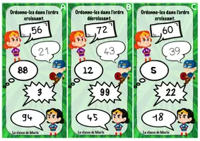 Aperçu - Cartes d'exercices - Atelier maths <100 - Atelier 4 : Ordre croissant/décroissant - Page 1