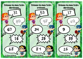 Aperçu - Cartes d'exercices - Atelier maths <100 - Atelier 4 : Ordre croissant/décroissant - Page 3