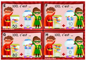 Aperçu - Cartes d'exercices - Atelier maths <100 - Atelier 7 : 100, c'est 25 + ... ? - Page 1