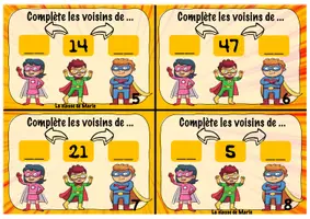 Aperçu - Cartes d'exercices - Atelier maths <100 - Atelier 13 : Les voisins de... - Page 2