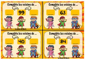 Aperçu - Cartes d'exercices - Atelier maths <100 - Atelier 13 : Les voisins de... - Page 3