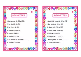 Aperçu - Jeux - Math SCN Devinettes sur le vocabulaire mathématique P3 - Page 1