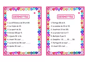 Aperçu - Jeux - Math SCN Devinettes sur le vocabulaire mathématique P3 - Page 2