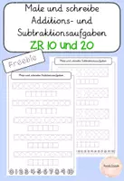 Vorschau - Arbeitsblätter - Male und schreibe Additions-und Subtraktionsaufgaben ZR 10 und 20 - Deckblatt