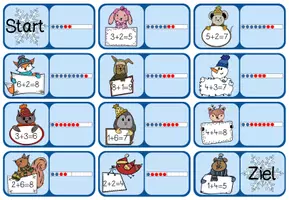 Vorschau - Spiele - Zahlenraum 10, 4 Dominos: Verliebte Zahlen, Addition, Subtraktion, Punktefeld 20 - Seite 3