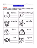 Vista previa - Hojas de trabajo - Guía de trabajo: Animales acuáticos o de mar - página 2