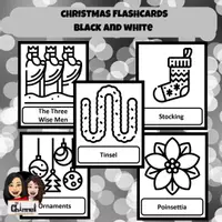 Vista previa - Juegos / Gamificación - Christmas 30 Flash cards - Black and White - Portada