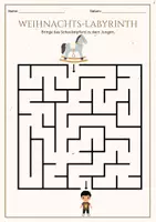 Vorschau - Arbeitsblätter - Labyrinth Weihnachten - 10 Stück - farbig & schwarz-weiß - Seite 1