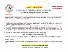 Vista previa - Hojas de trabajo - PDF: Juego Navideño Encuentra las imágenes sin pareja - página 1