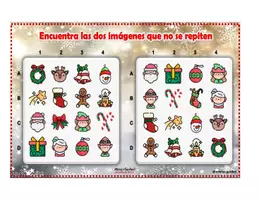 Vista previa - Hojas de trabajo - PDF: Juego Navideño Encuentra las imágenes sin pareja - página 2